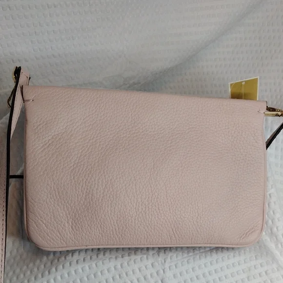 Michael Kors Powder Blush Large Triple Gussett Crossbody Bag Genuine Leather - Picture 6 of 11